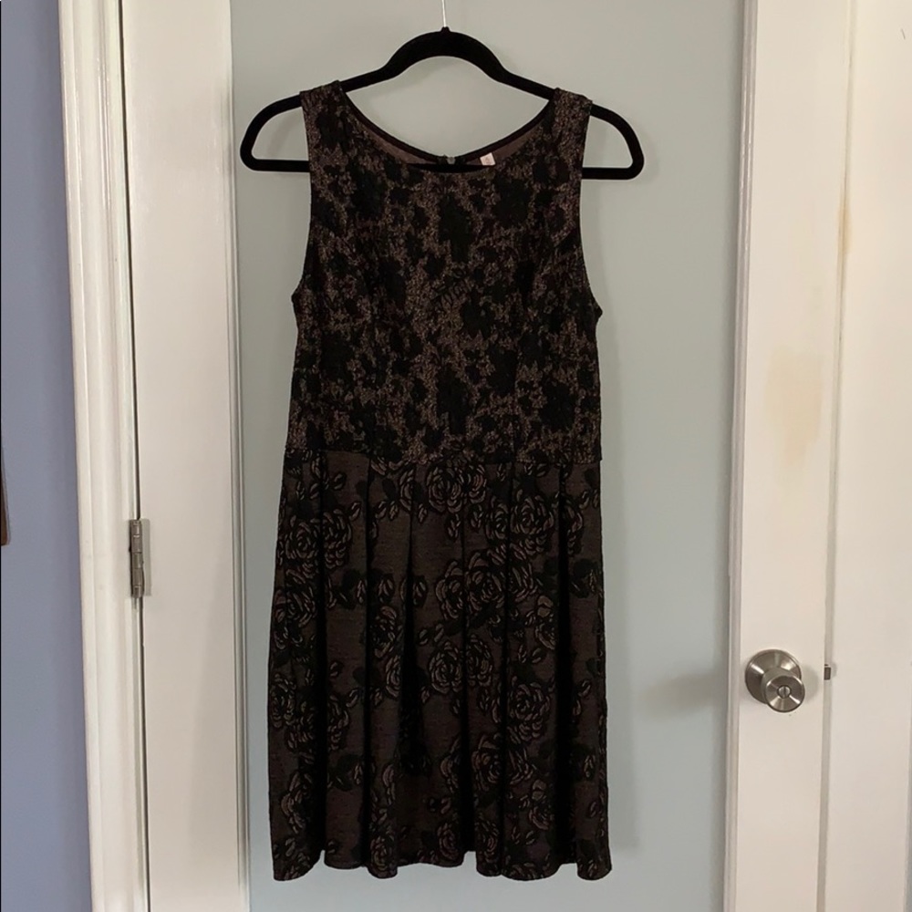 Xhilaration Black/Pink Dress w Lace/Floral Design